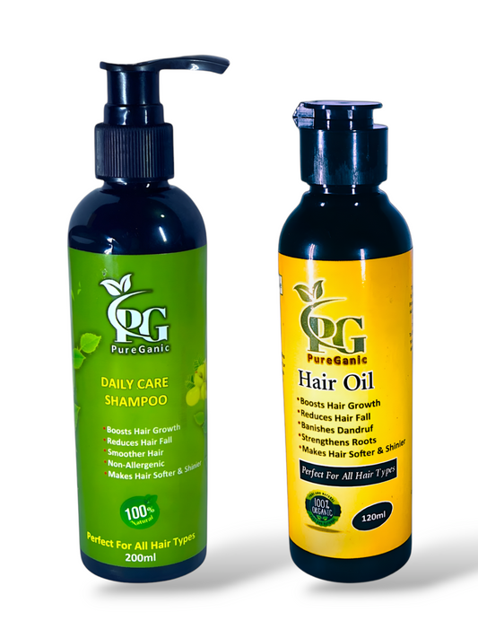 PureGanic Shampoo and Oil  Bundle – Oil & Shampoo for Stronger, Healthier Hair
