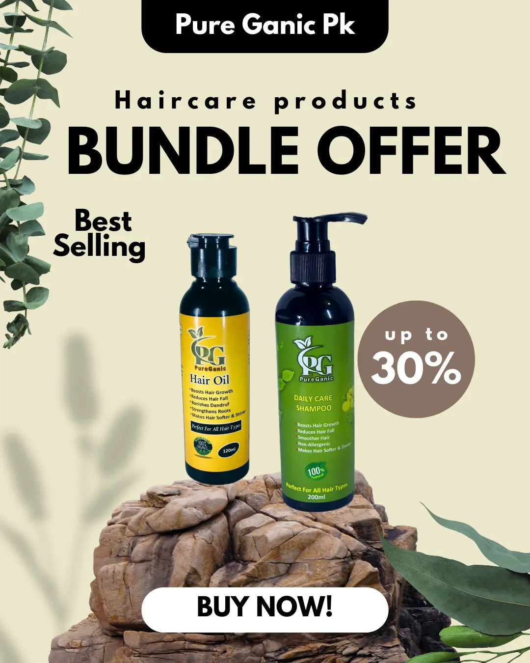 PureGanic Shampoo and Oil  Bundle – Oil & Shampoo for Stronger, Healthier Hair